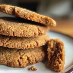 ['Close-up view of freshly baked almond flour ginger cookies with a golden brown exterior.', 'Side view of delicious almond flour ginger cookies, showcasing their soft texture and spices.', 'Juicy almond flour ginger cookies arranged on a plate, highlighting their rich color and glaze.', 'Detailed shot of almond flour ginger cookies, emphasizing the crumb and crunchy sugar coating.']
