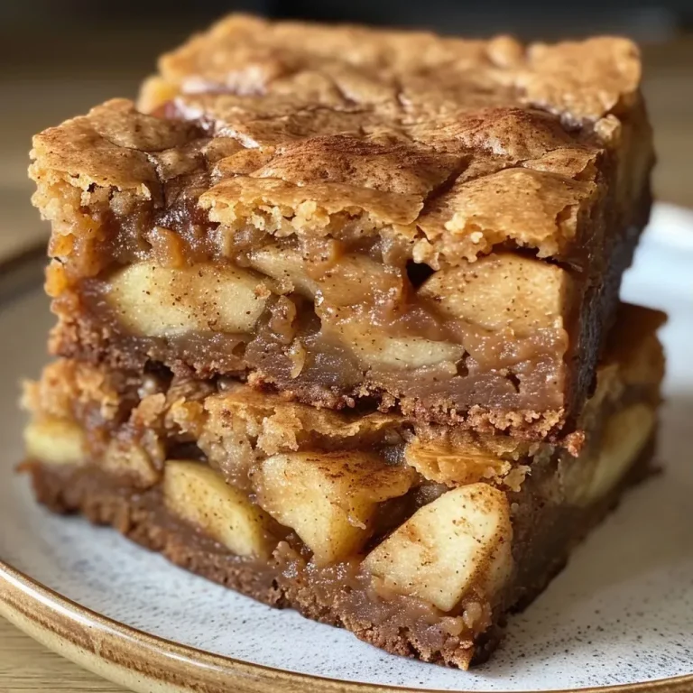 ['A close-up side view of golden-brown Apple Cinnamon Blondies topped with creamy maple frosting.', 'Deliciously moist Apple Cinnamon Blondies with a rich layer of maple cream cheese frosting.', 'A delectable slice of Apple Cinnamon Blondies showcasing chunks of apples and a glossy frosting.', 'Thick, warm blondies featuring apple pieces, dusted with cinnamon and slathered in cream cheese icing.']
