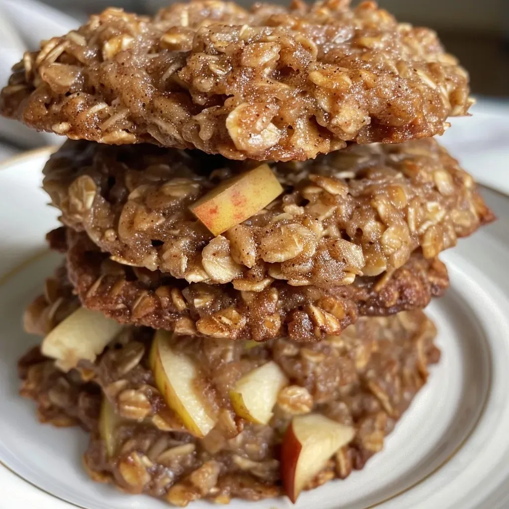 Close-up view of freshly baked Apple Pie Breakfast Cookies, showcasing their golden-brown color and texture.