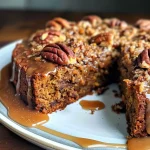 ['Close-up view of Caramel Chai Pumpkin Coffee Cake, showcasing its moist layers and rich caramel drizzle.', 'Side view of a slice of Caramel Chai Pumpkin Coffee Cake with visible pumpkin, spices, and a glossy caramel topping.', 'Juicy slice of Caramel Chai Pumpkin Coffee Cake emphasizing its texture, topped with caramel and pumpkin seeds.', 'Detailed side shot of Caramel Chai Pumpkin Coffee Cake, highlighting the ingredients and fluffy layers.']