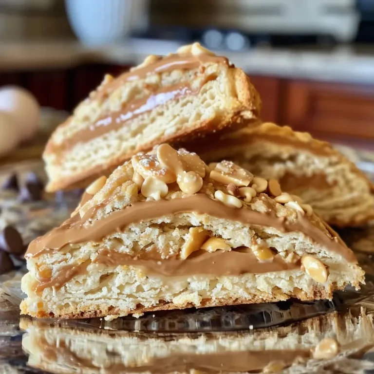 ['Close-up of golden Caramel Scones with a drizzle of caramel.', 'Side view of warm, flaky Caramel Scones with chocolate chips.', 'Delicious Caramel Scones arranged on a rustic wooden surface.', 'Soft and crumbly Caramel Scones topped with coarse sea salt.']
