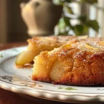['A close-up side view of a Cardamom Pear Cake showcasing its moist texture and pear pieces.', 'Detailed image of Cardamom Pear Cake displaying its layers, with chunks of pear visible in the batter.', 'A luscious slice of Cardamom Pear Cake featuring a golden brown crust and sprinkled cardamom on top.', 'Close-up perspective of Cardamom Pear Cake highlighting the juicy pears and aromatic spices.']