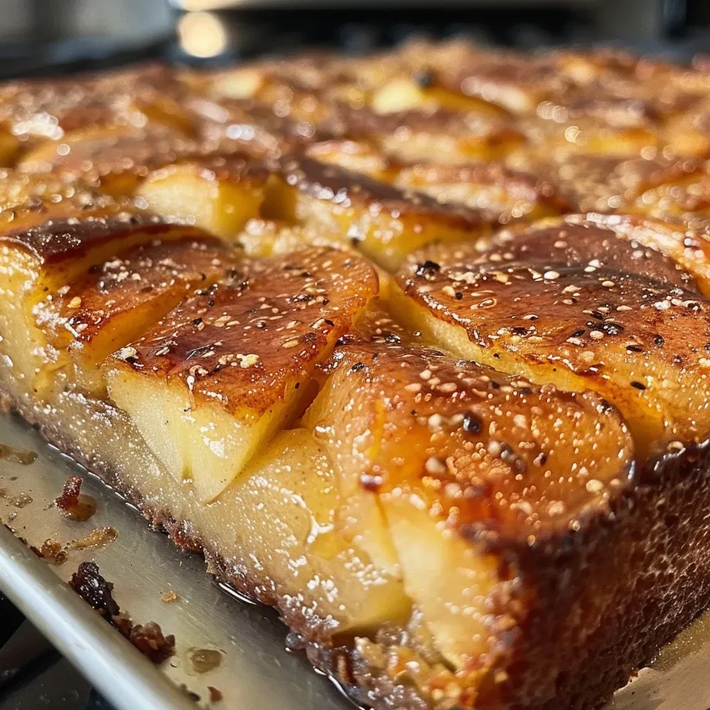 ['A close-up side view of a Cardamom Pear Cake showcasing its moist texture and pear pieces.', 'Detailed image of Cardamom Pear Cake displaying its layers, with chunks of pear visible in the batter.', 'A luscious slice of Cardamom Pear Cake featuring a golden brown crust and sprinkled cardamom on top.', 'Close-up perspective of Cardamom Pear Cake highlighting the juicy pears and aromatic spices.']