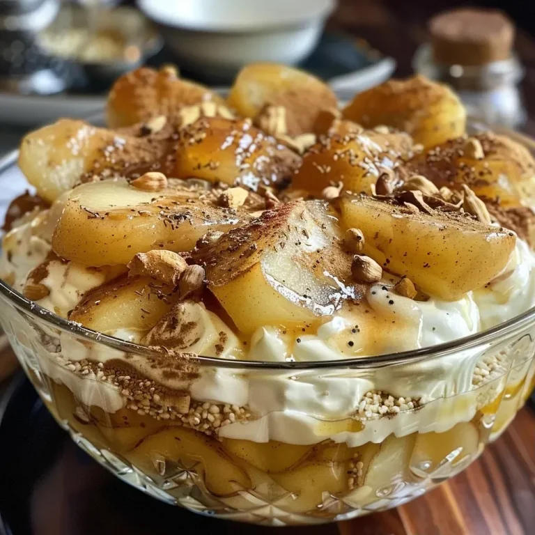 ['Close-up view of a cardamom pear trifle with layers of madeleines and custard.', 'Side view of a colorful trifle showcasing poached pears and sweet dukkah.', 'Detailed image of a luxurious trifle featuring creamy layers and spices.', 'Close-up of a decadent dessert with cardamom, pears, and long pepper cream.']