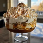['Close-up side view of a Chai Masala Tea-infused trifle in a glass dish.', 'Layered dessert showcasing Chai Masala Tea-infused custard and cake in a trifle glass.', 'Delicious trifle with visible layers of cream, cake, and spices, infused with Chai Masala Tea.', 'Colorful Chai Masala Tea trifle layered with creamy custard and sponge cake.']