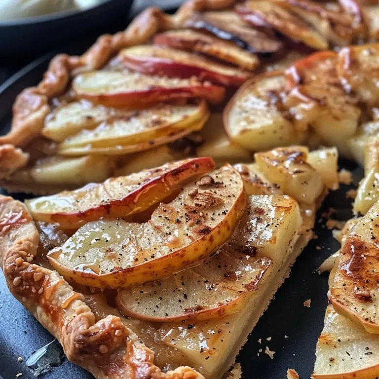 ['Close-up view of a Chai Spice Apple Ricotta Galette, showcasing its golden crust and apple filling.', 'Side view of a Chai Spice Apple Ricotta Galette on a rustic wooden table, highlighting the apple slices and spices.', 'Juicy Chai Spice Apple Ricotta Galette with a flaky crust, featuring thin apple slices on display.', 'Detailed photograph of a baked Chai Spice Apple Ricotta Galette with a sprinkle of coarse sugar.']