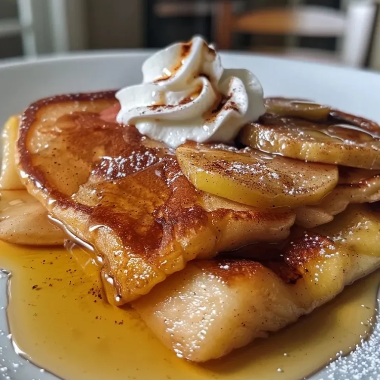 ['Close-up of a golden-brown Cinnamon Apple Puffed Pancake topped with whipped cream and maple syrup.', 'Side view of a fluffy pancake filled with apple slices and cinnamon, drizzled with syrup.', 'Juicy Cinnamon Apple Puffed Pancake with a light dusting of cinnamon and a dollop of whipped cream.', 'Vibrant display of a puffed pancake featuring honeycrisp apples and syrup, capturing its texture.']