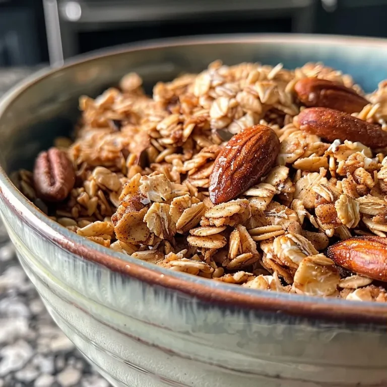 ['Close-up view of a bowl of Cinnamon Maple Granola with oats and nuts.', 'Side view of a deliciously textured Cinnamon Maple Granola spread in a bowl.', 'A vibrant display of Cinnamon Maple Granola featuring oats and a sticky glaze.', 'Detailed close-up of crunchy Cinnamon Maple Granola with a hint of cinnamon.']