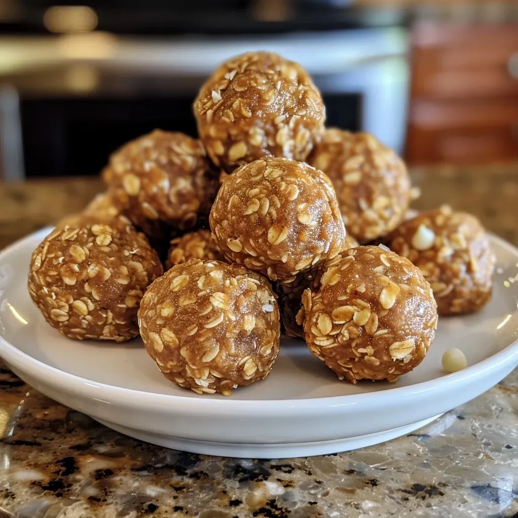 ['A close-up side view of Cinnamon Roll Energy Bites on a white plate.', 'Juicy and delicious Cinnamon Roll Energy Bites arranged attractively on a wooden surface.', 'A detailed view of homemade Cinnamon Roll Energy Bites, showcasing their texture and color.', 'An iPhone photo capturing the rich appearance of Cinnamon Roll Energy Bites with drizzled maple syrup.']
