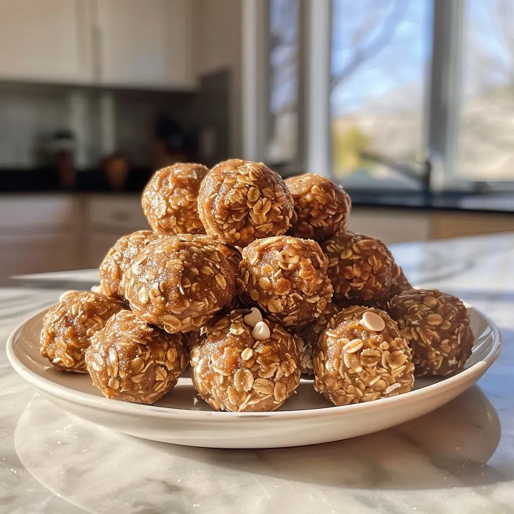 ['A close-up side view of Cinnamon Roll Energy Bites on a white plate.', 'Juicy and delicious Cinnamon Roll Energy Bites arranged attractively on a wooden surface.', 'A detailed view of homemade Cinnamon Roll Energy Bites, showcasing their texture and color.', 'An iPhone photo capturing the rich appearance of Cinnamon Roll Energy Bites with drizzled maple syrup.']