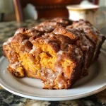 ['Side view of a golden-brown pull-apart bread layered with cinnamon sugar and sweet potato filling.', 'Close-up image showcasing sticky, cinnamon-coated sweet potato pull-apart bread slices.', 'Delicious sweet potato bread with a texture of soft layers, dusted with cinnamon and sugar.', 'A slice of cinnamon sugar sweet potato bread, revealing its fluffy interior and warm hues.']