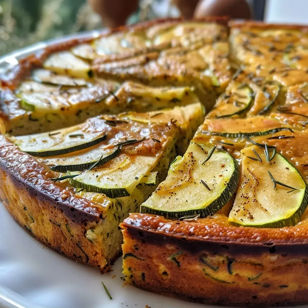 Side view of a moist Cottage Cheese Apple Zucchini Cake topped with a sprinkle of cinnamon.