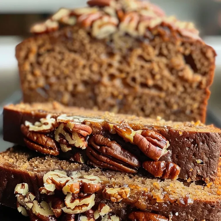 ['Close-up side view of a loaf of Easy Maple Pecan Bread with a golden crust and visible pecans.', 'Juicy Easy Maple Pecan Bread displayed on a wooden board, highlighting its texture and ingredients.', 'A slice of Easy Maple Pecan Bread showing a soft interior with chunks of pecans and a drizzle of maple syrup.', 'Freshly baked Easy Maple Pecan Bread, showcasing a shiny glaze and sprinkled chopped pecans.']