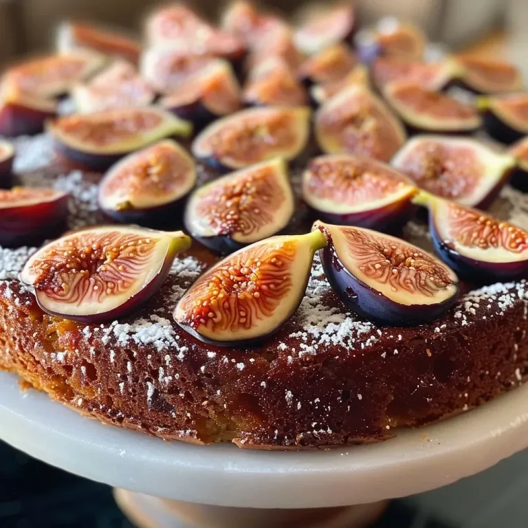 ['Close-up of a sliced Fresh Fig and Honey Olive Oil Cake with figs on top.', 'Side view of a moist cake adorned with fresh figs and a honey glaze.', 'Delicious Fresh Fig and Honey Olive Oil Cake with a rich texture and honey drizzle.', 'Luscious slice of gluten-free cake featuring fresh figs and a light golden crust.']