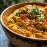 ['A close-up view of Garlic Yellow Squash Dip with vibrant vegetables and herbs.', 'Side view of a creamy garlic dip made with yellow squash and colorful veggies.', 'Delicious Garlic Yellow Squash Dip garnished with fresh parsley and displayed in a bowl.', 'A rich and creamy Garlic Yellow Squash Dip with visible pieces of carrots, bell pepper, and onions.']