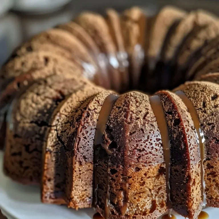 ['Close-up side view of a moist gingerbread Bundt cake topped with a glossy glaze.', 'Delicious gingerbread Bundt cake displaying rich brown color and decorative pattern.', 'Side view of a beautifully baked gingerbread Bundt cake with a textured surface.', 'Juicy gingerbread Bundt cake showing intricate shape and warm spices.']