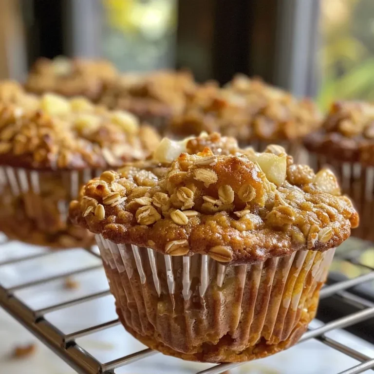 ['Close-up view of a healthy apple muffin with a golden brown top and visible apple chunks.', 'Side view of a delectable healthy apple muffin showcasing its fluffy texture and ingredients.', 'Juicy healthy apple muffin from the side, highlighting its moist interior and sprinkle of turbinado sugar.', 'Angle shot of a warm apple muffin, displaying its hearty oat base and vibrant apple pieces.']