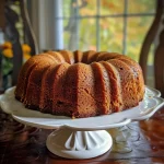 ['Close-up side view of a moist Pumpkin Bundt Cake on a rustic wooden table.', 'Healthy Pumpkin Bundt Cake with a golden crust and smooth texture, displayed elegantly.', 'A slice of Healthy Pumpkin Bundt Cake showing its rich pumpkin color and spiced layer.', 'Side view of a Healthy Pumpkin Bundt Cake garnished with subtle frosting.']