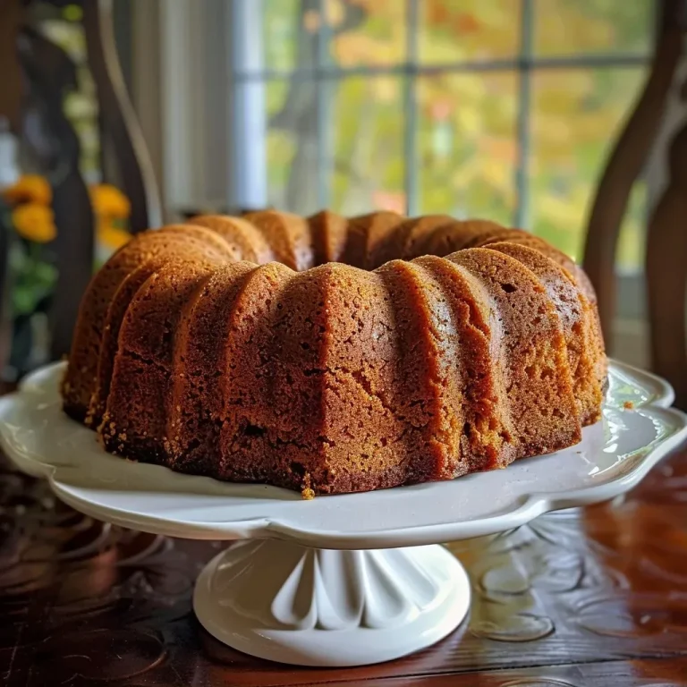 ['Close-up side view of a moist Pumpkin Bundt Cake on a rustic wooden table.', 'Healthy Pumpkin Bundt Cake with a golden crust and smooth texture, displayed elegantly.', 'A slice of Healthy Pumpkin Bundt Cake showing its rich pumpkin color and spiced layer.', 'Side view of a Healthy Pumpkin Bundt Cake garnished with subtle frosting.']