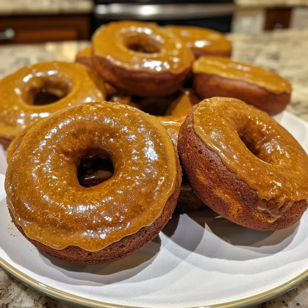 Close-up of a healthy pumpkin donut showcasing a golden-brown exterior with a soft texture.