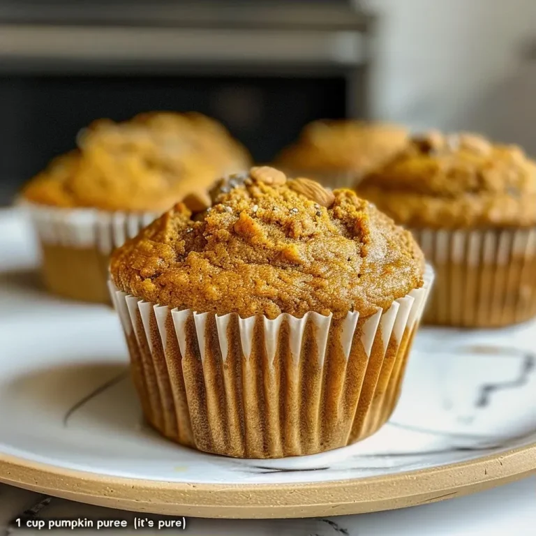 ['Close-up of a golden-brown pumpkin muffin with a moist texture.', 'Side view of high-protein pumpkin muffins showcasing their fluffy tops.', 'Delicious pumpkin muffins with a sprinkle of cinnamon on top.', 'Juicy high-protein pumpkin muffins arranged on a rustic wooden table.']