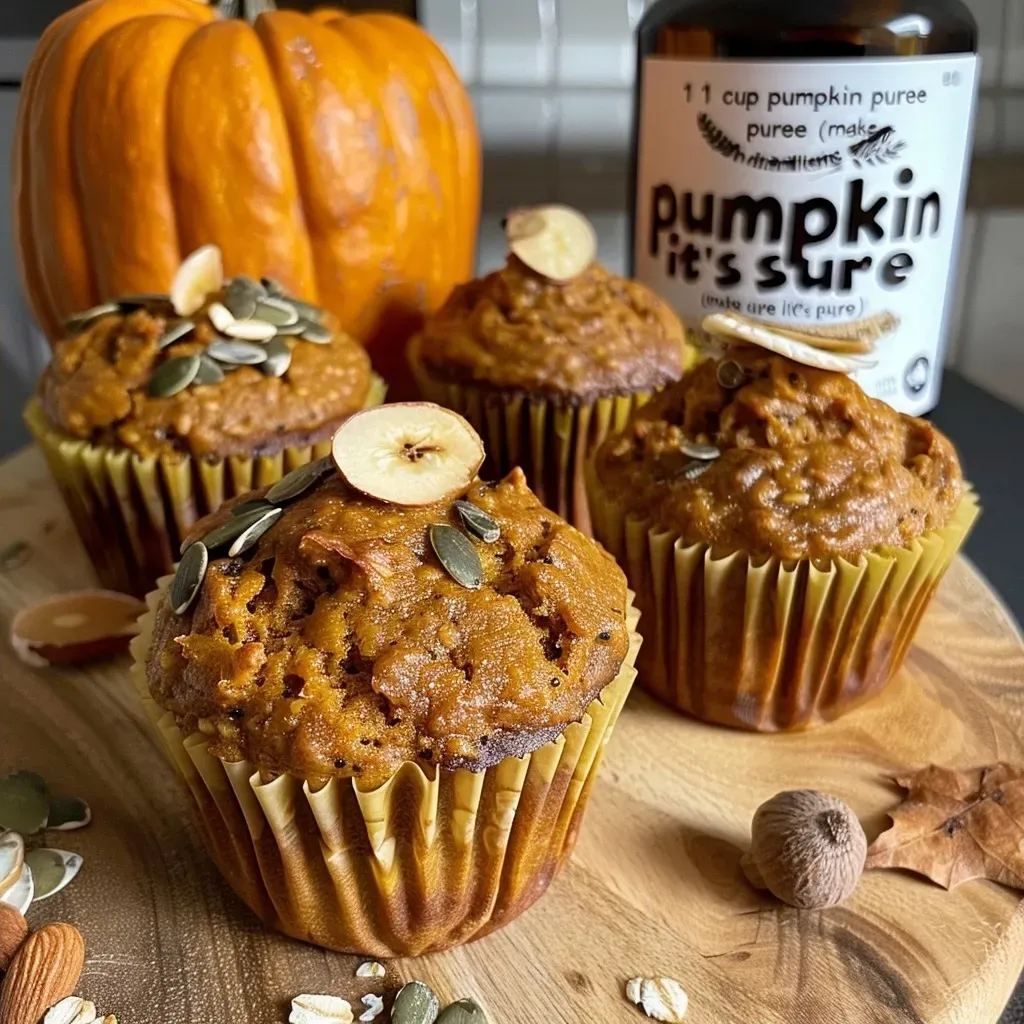 Close-up of a golden-brown pumpkin muffin with a moist texture.