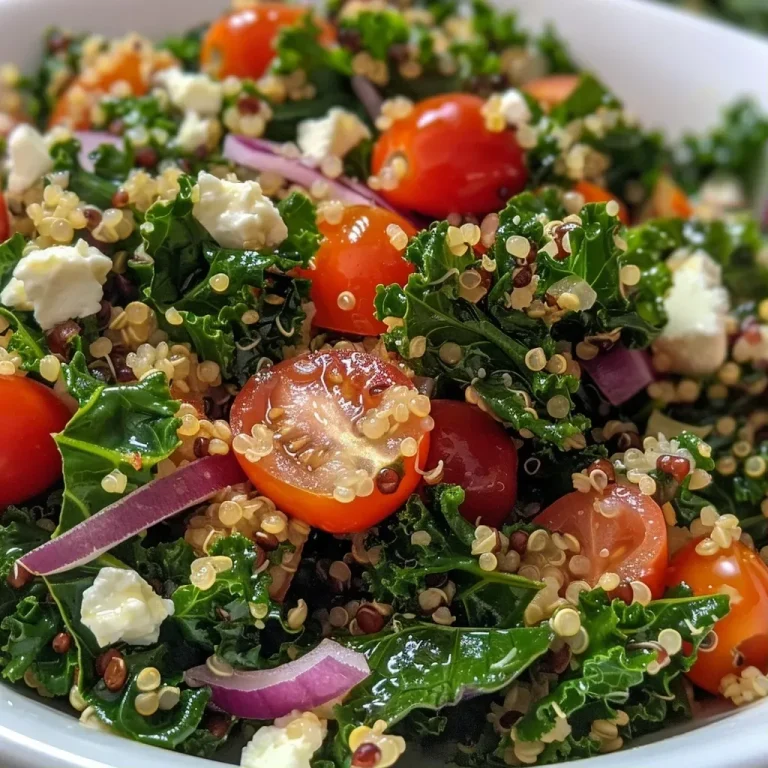 ['Close-up view of a vibrant kale and quinoa salad, showcasing fresh ingredients.', 'A side view of a colorful salad with chopped kale, quinoa, and cherry tomatoes.', 'Detailed shot of a kale and quinoa salad, highlighting the textures of the vegetables.', 'An appetizing close-up of a salad featuring kale, quinoa, and feta cheese.']