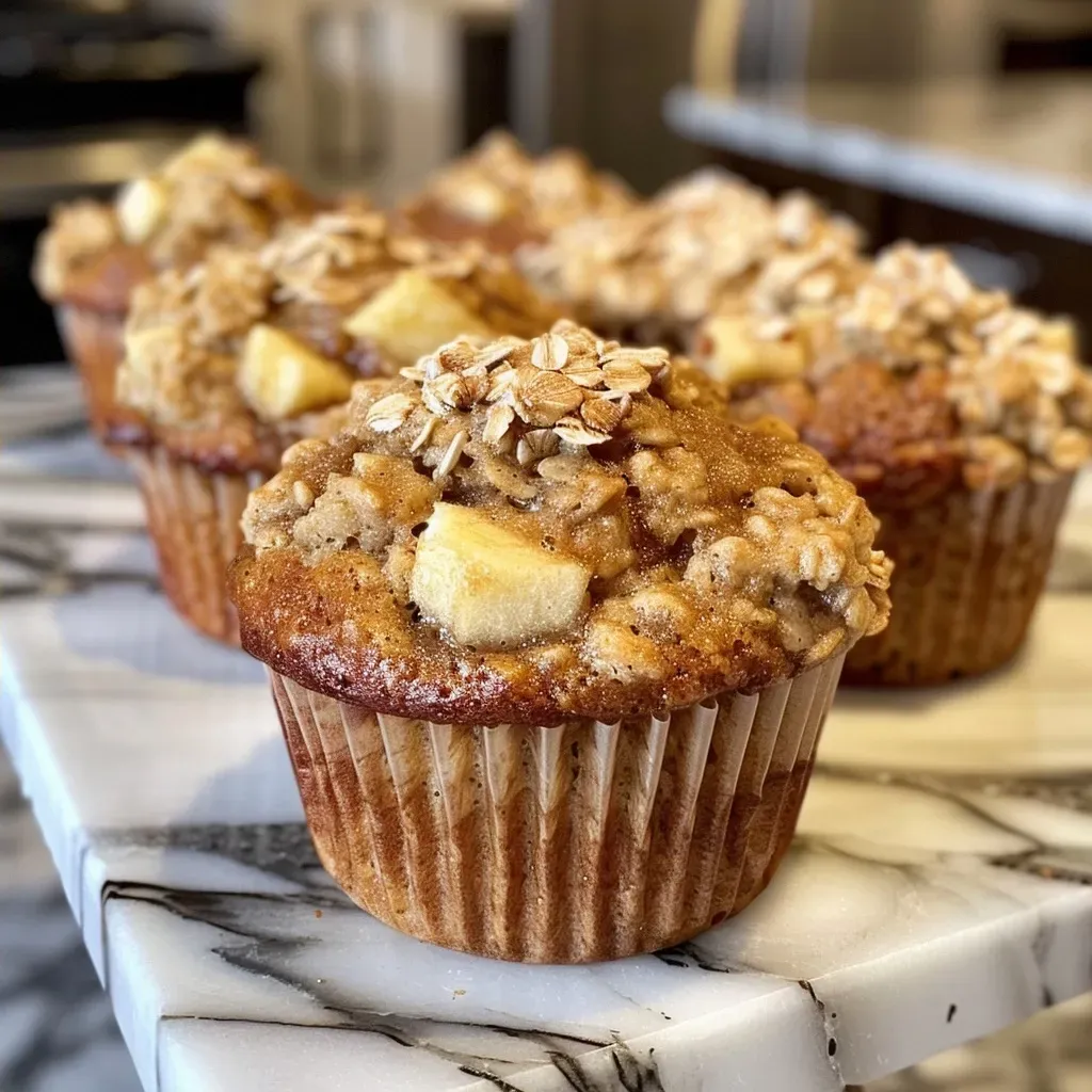 ['Close-up of a freshly baked maple apple muffin with a golden brown top.', 'Side view of a delicious maple apple muffin showing its soft texture and apple pieces.', 'Juicy maple apple muffin with a slightly domed top, showcasing a warm color.', 'Detailed view of a maple apple muffin, highlighting its crisp edges and apple chunks.']