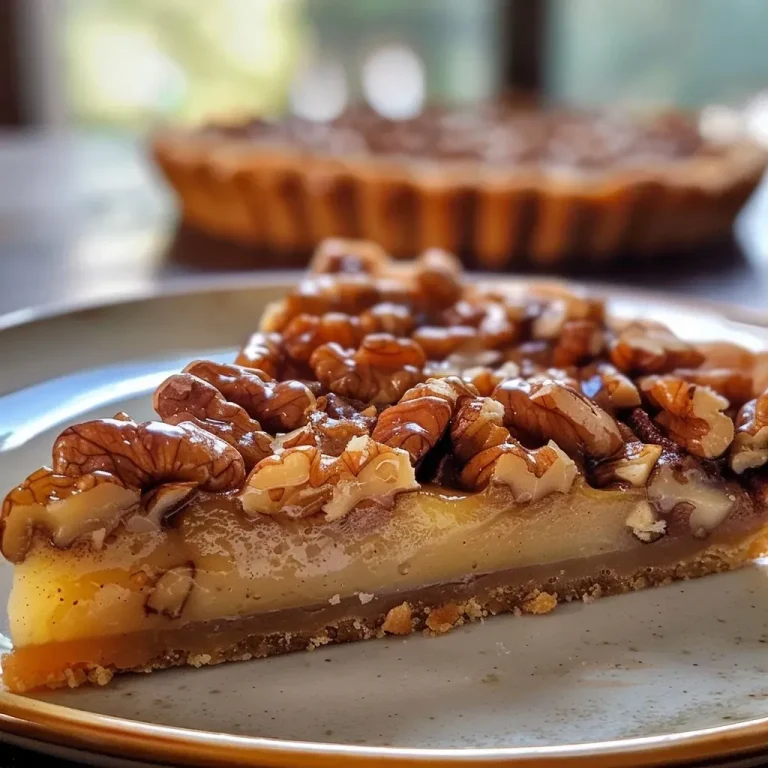 ['A close-up side view of a delicious maple walnut tart, showcasing its golden crust and walnut topping.', 'A detailed side view of a maple walnut tart with a flaky crust and a rich filling, garnished with walnuts.', 'Close-up shot of a maple walnut tart, emphasizing its texture and the glossy glaze over the walnuts.', 'Side view image of a maple walnut tart, highlighting the crust and toasted walnuts on top.']