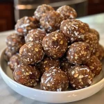 ['Close-up view of Molasses Ginger Cookie Energy Bites on a wooden surface.', 'Side view of delicious Molasses Ginger Cookie Energy Bites with a rustic background.', 'Freshly made Molasses Ginger Cookie Energy Bites displayed on a plate.', 'Overhead shot of chewy Molasses Ginger Cookie Energy Bites arranged neatly.']