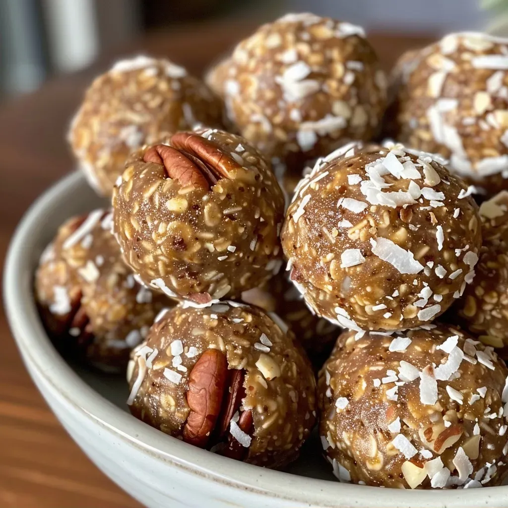 Close-up view of Molasses Ginger Cookie Energy Bites on a wooden surface.