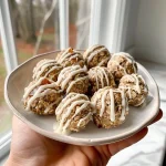 ['Close-up view of No-Bake Cinnamon Roll Bites, showcasing their textured surface and cinnamon topping.', 'Side angle of No-Bake Cinnamon Roll Bites, highlighting their round shape and glossy finish.', 'Detailed shot of delicious No-Bake Cinnamon Roll Bites, emphasizing the cinnamon and oat flour composition.', 'Close-up image of No-Bake Cinnamon Roll Bites, featuring a sprinkle of cinnamon and a creamy texture.']