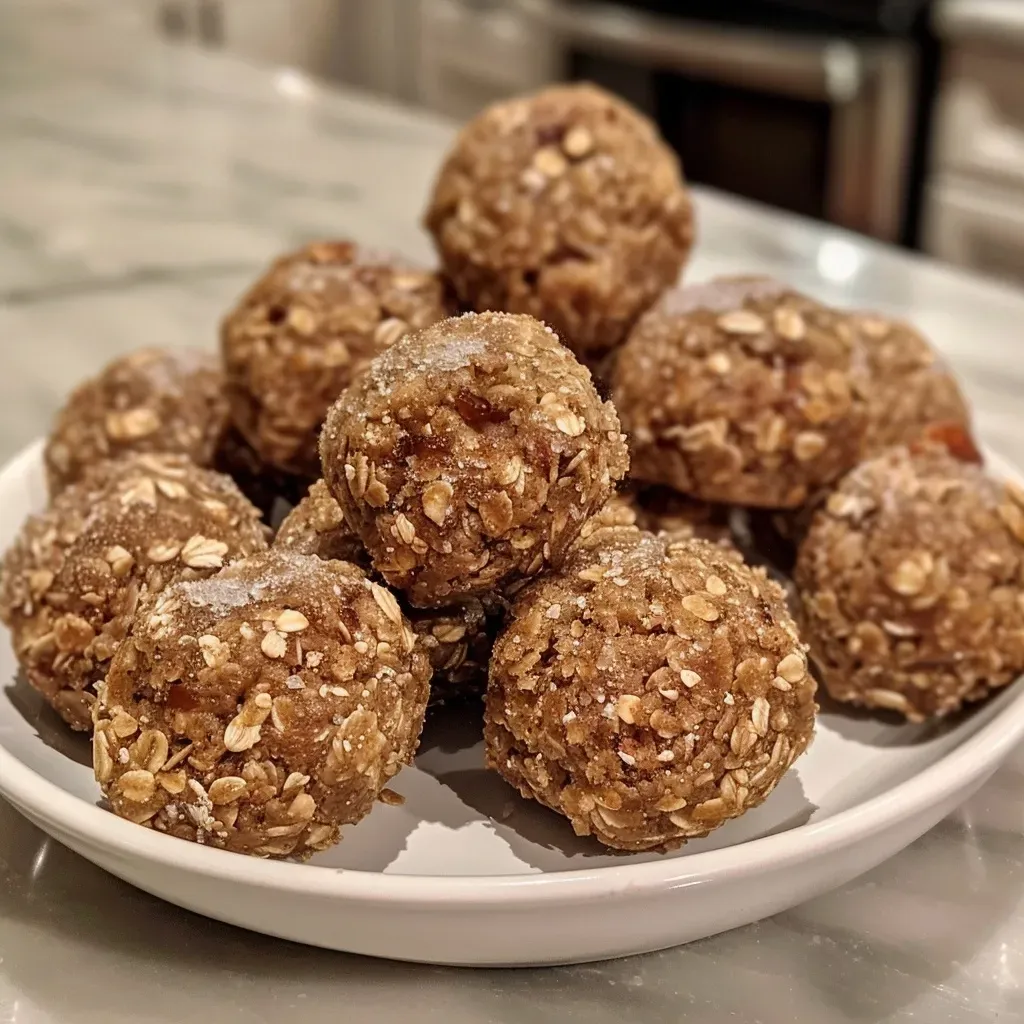 Close-up view of No-Bake Cinnamon Roll Bites, showcasing their textured surface and cinnamon topping.