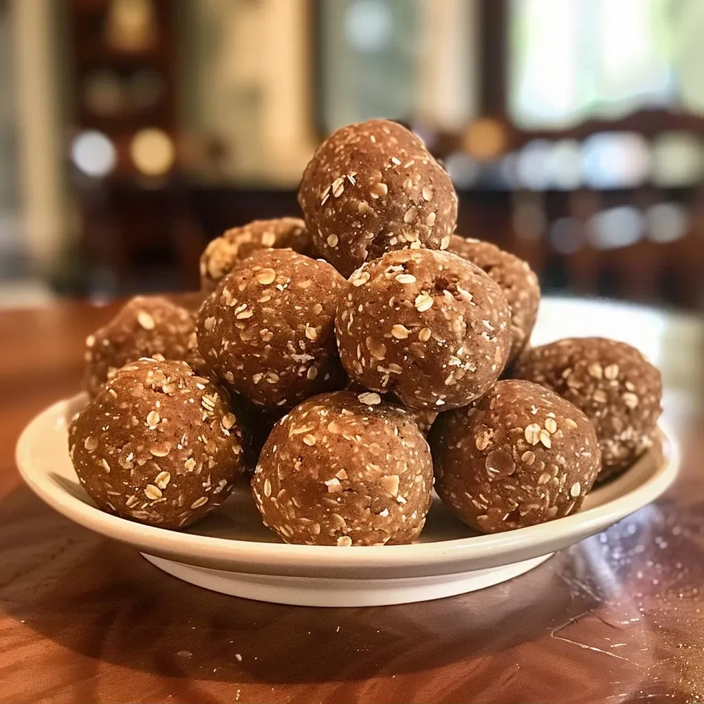 Close-up view of juicy No Bake Gingerbread Balls made with almond and oat flour.