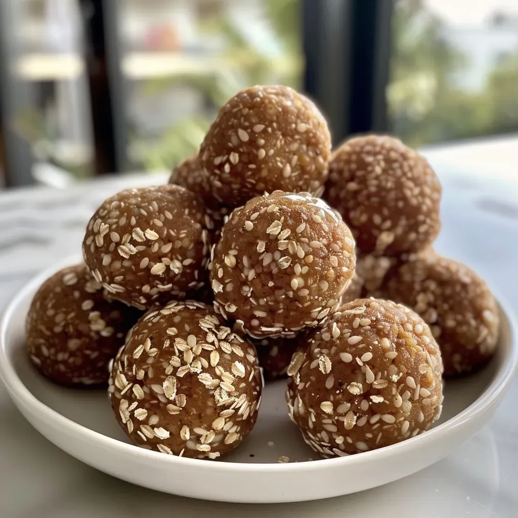 Close-up view of juicy No Bake Gingerbread Balls made with almond and oat flour.