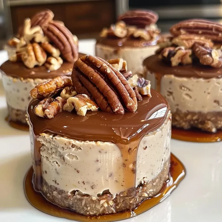 ['Close-up side view of a No-Bake Maple Pecan Protein Cheesecake with a creamy texture and pecan topping.', 'A delicious No-Bake Maple Pecan Protein Cheesecake displayed from the side, highlighting its creamy consistency and pecan crust.', 'Side view of a decadent No-Bake Maple Pecan Protein Cheesecake, showcasing its rich layers and garnish of pecans.', 'Detailed close-up of a No-Bake Maple Pecan Protein Cheesecake, emphasizing its smooth surface and nutty topping.']