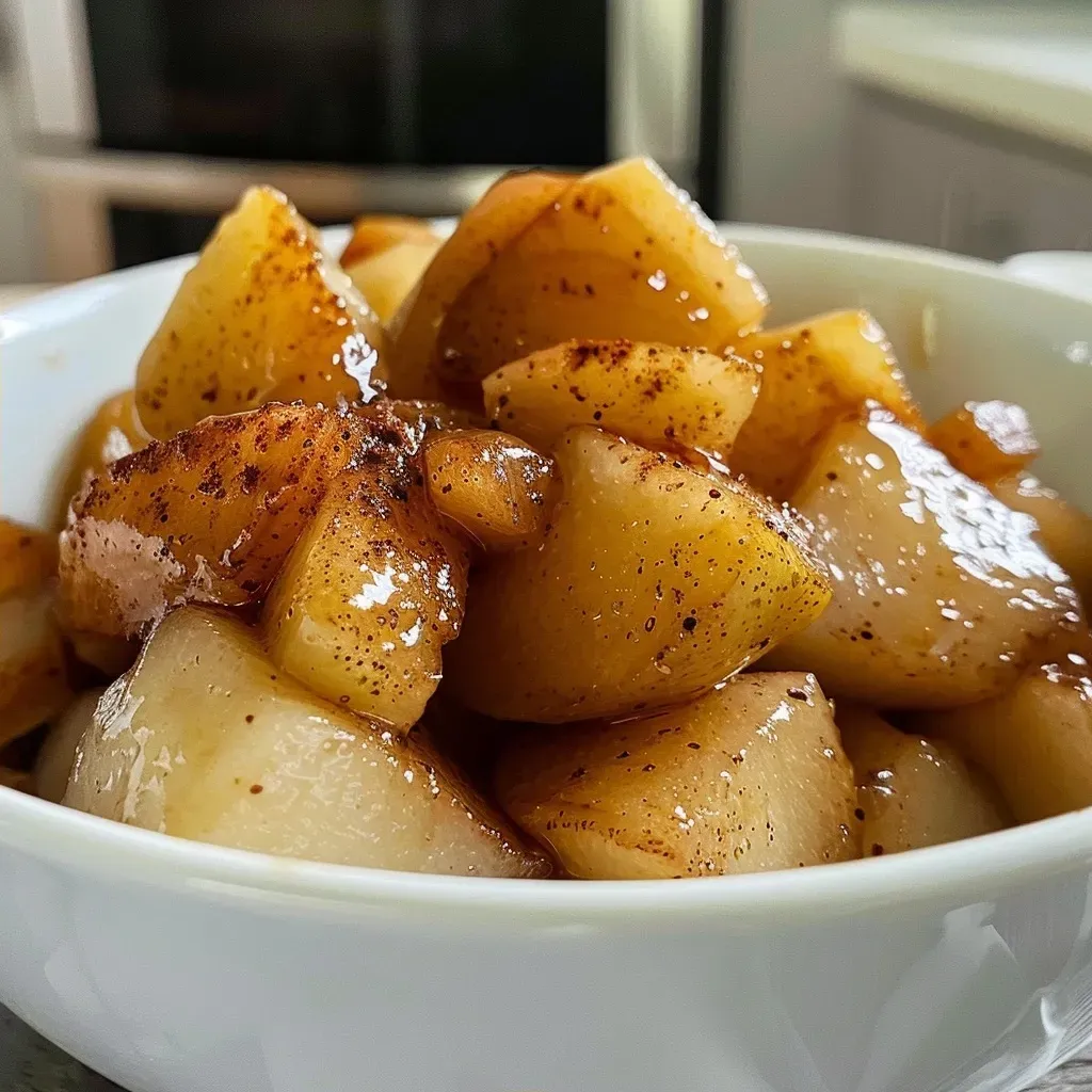 ['Close-up view of a bowl filled with pear compote, showcasing diced pears in a thick syrup.', 'A side view of a serving of pear compote, highlighting its glossy texture and rich color.', 'Detailed shot of pear compote with visible spices and ingredients, served in an elegant dish.', 'Close-up of luscious pear compote with a spoon, capturing the glistening fruit and sauce.']
