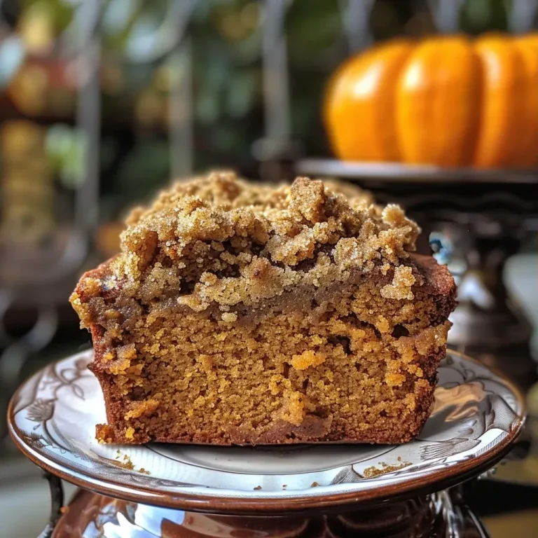 ['Close-up view of a slice of Pumpkin Bread topped with Chai Streusel, highlighting its moist texture.', 'Side view of a loaf of Pumpkin Bread with a crumbly Chai Streusel topping, showcasing spices and pumpkin.', 'Detailed shot of Pumpkin Bread served on a plate, featuring the golden crust and streusel topping.', 'Appetizing image of freshly baked Pumpkin Bread with Chai Streusel, emphasizing the rich colors and textures.']