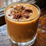 ['Close-up side view of a creamy Pumpkin Chai Smoothie in a glass.', 'Vivid image of a Pumpkin Chai Smoothie topped with chopped pecans.', 'Side view of a delicious Pumpkin Chai Smoothie with ice and vibrant colors.', 'Close-up of a Pumpkin Chai Smoothie showcasing its rich texture and ingredients.']