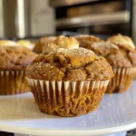 ['Close-up of a moist pumpkin cream cheese muffin with cream cheese filling peeking out.', 'Side view of a golden-brown pumpkin muffin with a rich cream cheese swirl on top.', 'Delicious pumpkin cream cheese muffin showing texture and filling against a neutral background.', 'Handheld view of a freshly baked pumpkin muffin highlighting its soft interior and cream cheese blend.']