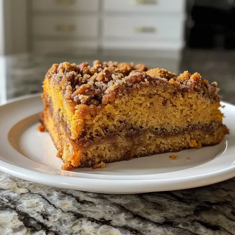 ['Close-up view of a slice of Pumpkin Spice Crumb Cake with visible crumbs and nuts.', 'Delicious looking Pumpkin Spice Crumb Cake slice on a plate, highlighting the crumbly topping.', 'Side view of a moist Pumpkin Spice Crumb Cake, showcasing its texture and color.', 'Tempting slice of Pumpkin Spice Crumb Cake with a crumb topping and spices sprinkled.']