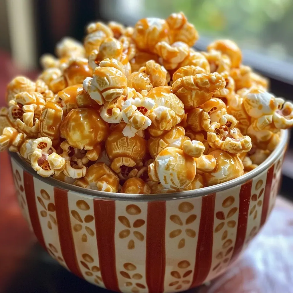 ['Close-up of pumpkin spice popcorn sprinkled with nuts.', 'Side view of caramel-coated popcorn with pumpkin spice flavor.', 'Bowl of pumpkin spice popcorn with a rich autumnal color palette.', 'Delicious homemade popcorn drizzled with maple syrup and spices.']
