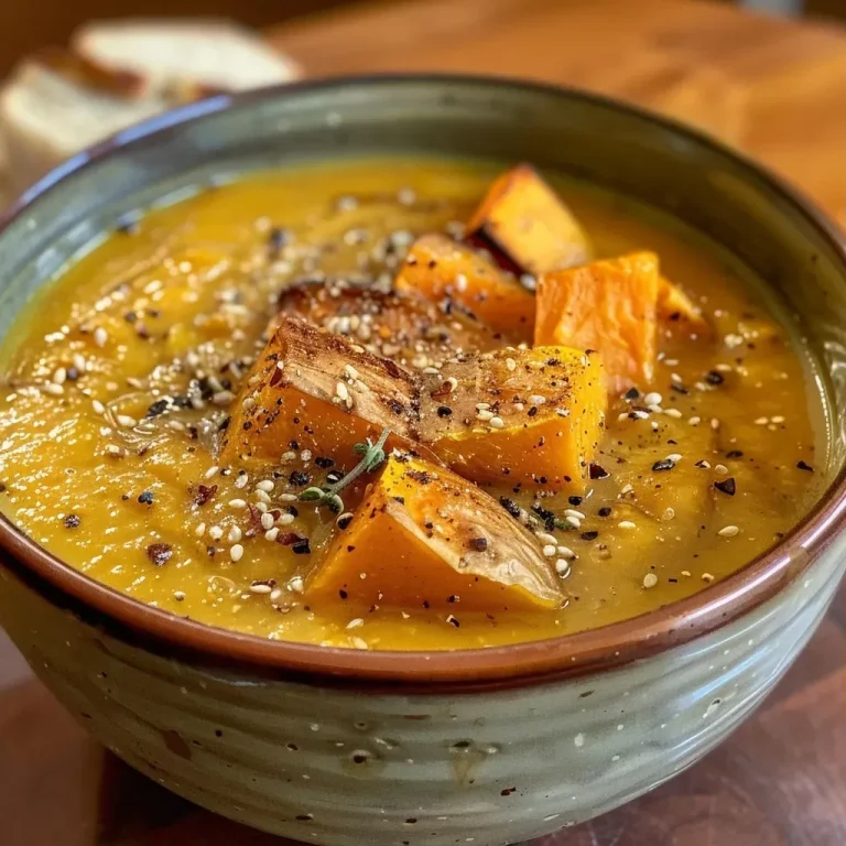 ['A close-up view of a creamy roasted pumpkin veggie soup in a bowl, garnished with herbs.', 'Side view of a vibrant orange pumpkin soup, with chunks of vegetables visible in the mixture.', 'A steaming bowl of roasted pumpkin veggie soup, showcasing its rich texture and color.', 'Close-up of a hearty pumpkin soup, with a drizzle of coconut milk and spices on top.']