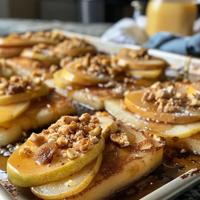 ['Close-up view of Sheet Pan Ricotta Pancakes topped with sliced pears.', 'Side view of golden-brown Sheet Pan Ricotta Pancakes on a baking sheet.', 'Juicy Sheet Pan Ricotta Pancakes garnished with pears and a dusting of powdered sugar.', 'Appetizing Sheet Pan Ricotta Pancakes displayed on a rustic wooden table.']