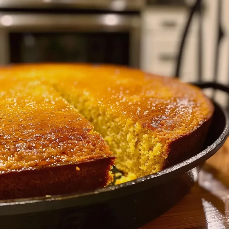 ['Close-up view of golden Skillet Maple Bourbon Cornbread with a crispy top and soft interior.', 'Side angle of freshly baked cornbread in a skillet, drizzled with maple syrup, showing texture.', 'Juicy Skillet Maple Bourbon Cornbread displayed in a cast iron skillet, with a warm, inviting look.', 'Deliciously moist cornbread slice revealing buttery and maple flavors, captured with an iPhone 15 Pro.']