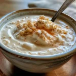 ['Close-up of creamy Slow Cooker Maple Vanilla Bean Yogurt in a bowl.', 'Side view of homemade yogurt topped with drizzled maple syrup.', 'Delicious Slow Cooker Maple Vanilla Bean Yogurt in a glass jar.', 'Textured yogurt with visible vanilla bean specks and a maple syrup drizzle.']