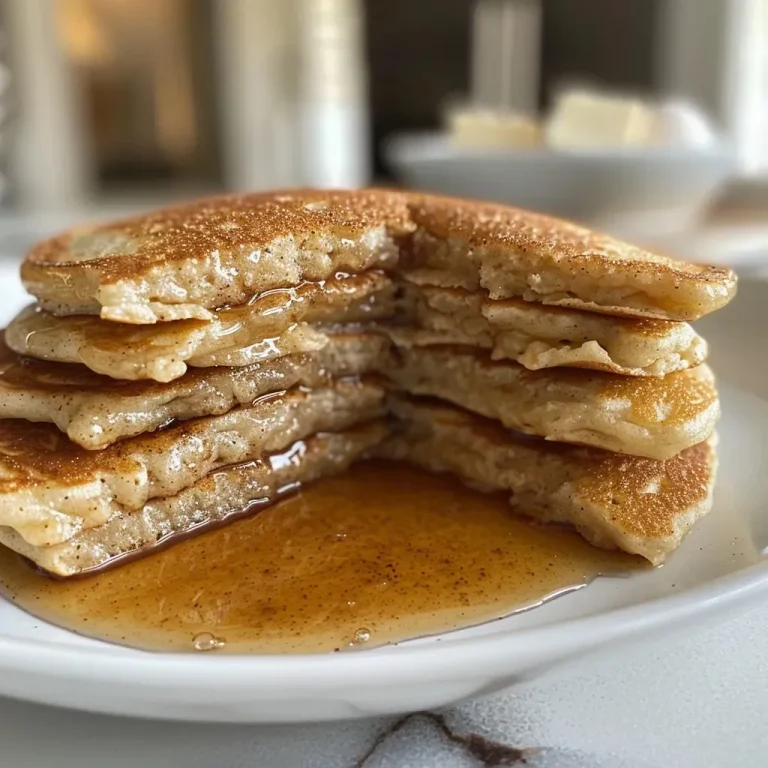 ['Close-up view of golden-brown Snickerdoodle Pancakes stacked on a plate.', 'Side view of fluffy Snickerdoodle Pancakes with a drizzle of syrup.', 'Delicious-looking Snickerdoodle Pancakes topped with cinnamon and sugar.', 'Appetizing Snickerdoodle Pancakes showcasing their soft texture and warm color.']