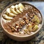 ['A close-up side view of a vibrant Apple Cinnamon Smoothie Bowl topped with sliced apples and walnuts.', 'A beautifully presented Apple Cinnamon Smoothie Bowl with a sprinkle of cinnamon and a drizzle of maple syrup.', 'A colorful smoothie bowl showcasing blended apple and banana, garnished with oats and chopped walnuts.', 'A refreshing Apple Cinnamon Smoothie Bowl, featuring layers of ingredients and topped with fresh apple slices.']