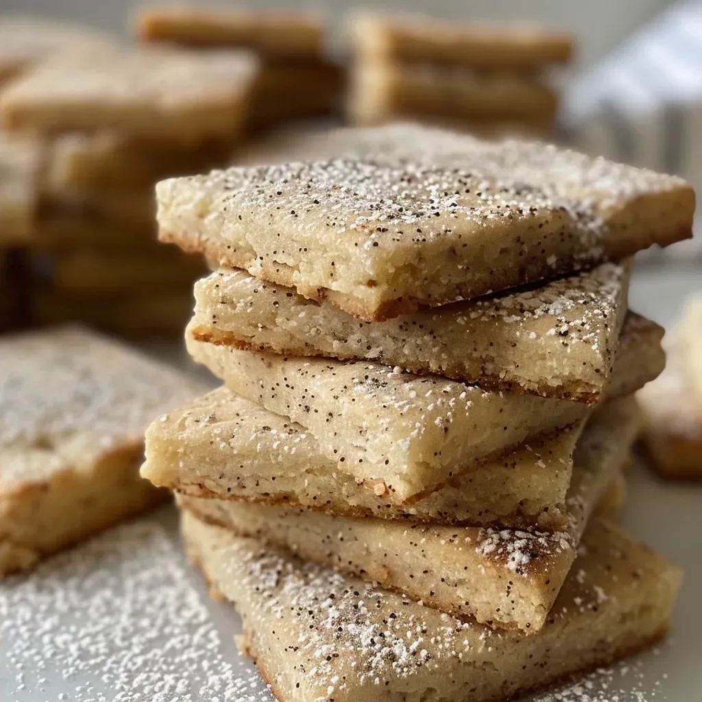 ['Close-up view of a stack of Vanilla Chai Shortbread Cookies, showcasing their golden-brown edges.', 'Side view of Vanilla Chai Shortbread Cookies with a dusting of powdered sugar, highlighting their texture.', 'A delicious arrangement of Vanilla Chai Shortbread Cookies, featuring a sprinkle of cinnamon on top.', 'Detailed shot of Vanilla Chai Shortbread Cookies, emphasizing their crumbly texture and warm spices.']