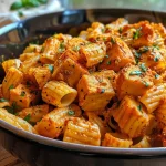 ['Close-up view of vegan high protein sweet potato harissa pasta with vibrant colors and fresh herbs.', 'Side view of a bowl filled with creamy sweet potato harissa pasta topped with basil and a sprinkle of spices.', 'Delicious vegan dish showcasing sweet potato harissa pasta, garnished with parsley and garlic.', 'Juicy sweet potato pasta dish with a rich red harissa sauce and fresh herbs on a wooden table.']